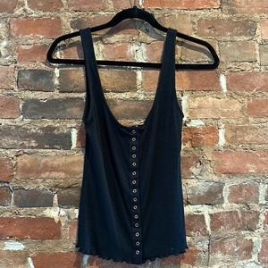 Free People Black Ribbed Tank Top